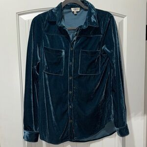 Velvet Button-Up Shirt